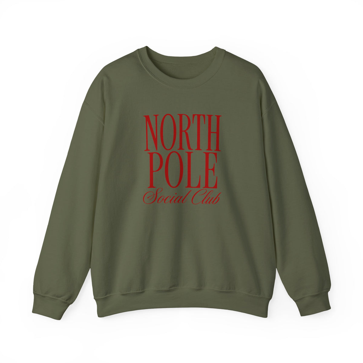 North Pole Social Club Adult Crewneck Sweatshirt — Red Print