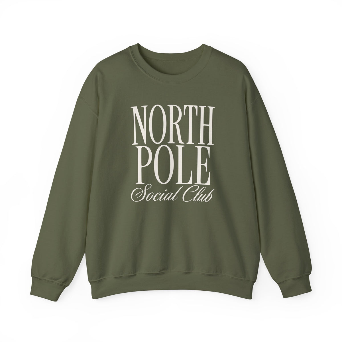 North Pole Social Club Adult Crewneck Sweatshirt — White Print