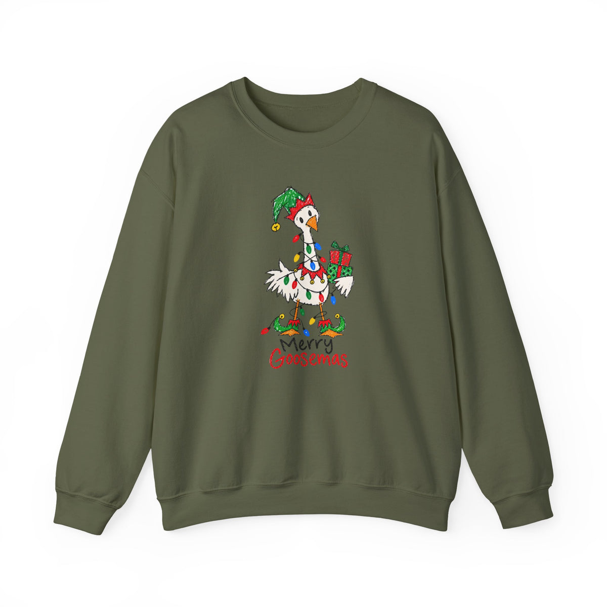 Merry Goosemas Christmas Goose Adult Crewneck Sweatshirt