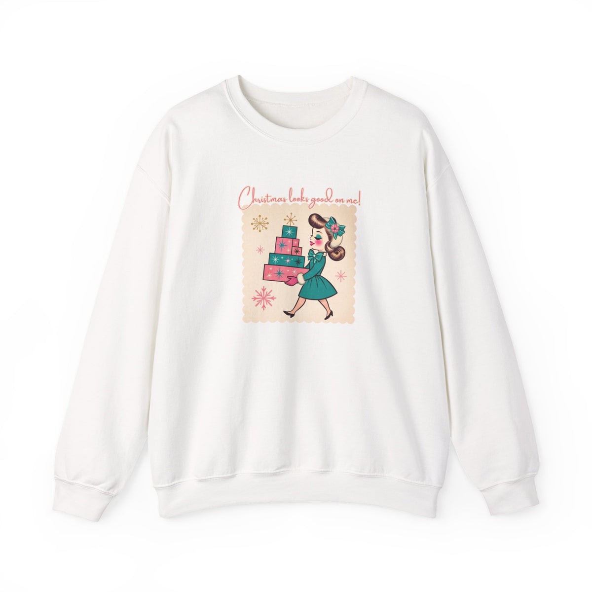 Christmas Looks Good on Me Adult Crewneck Sweatshirt