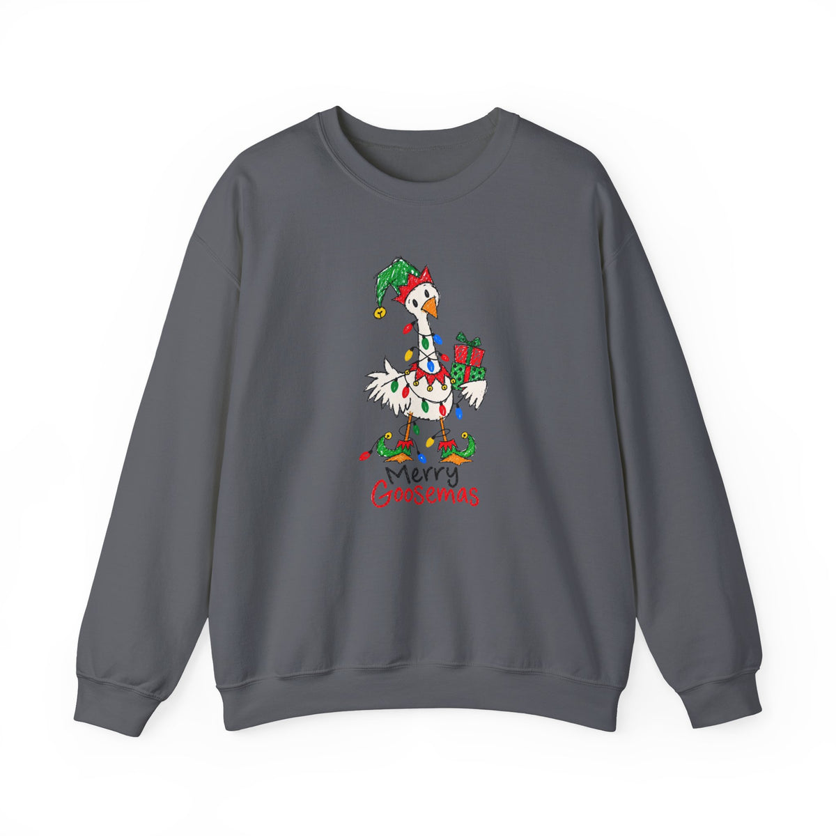 Merry Goosemas Christmas Goose Adult Crewneck Sweatshirt