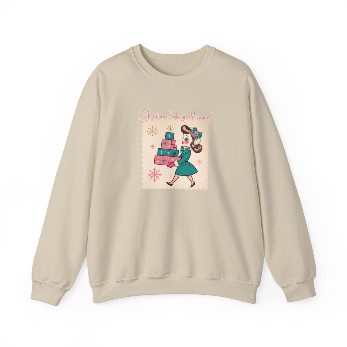 Christmas Looks Good on Me Adult Crewneck Sweatshirt