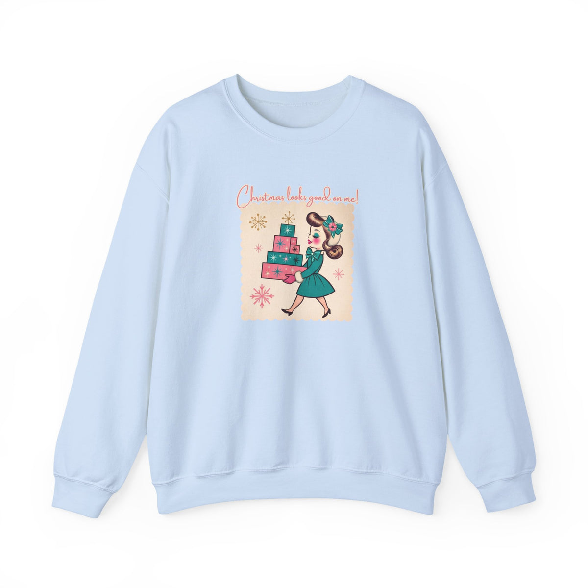 Christmas Looks Good on Me Adult Crewneck Sweatshirt